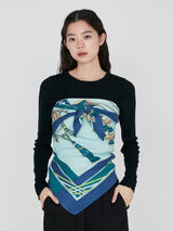 &lt;Wool Silk Stole Herringbone Weave 120&gt; Vivace Tassel