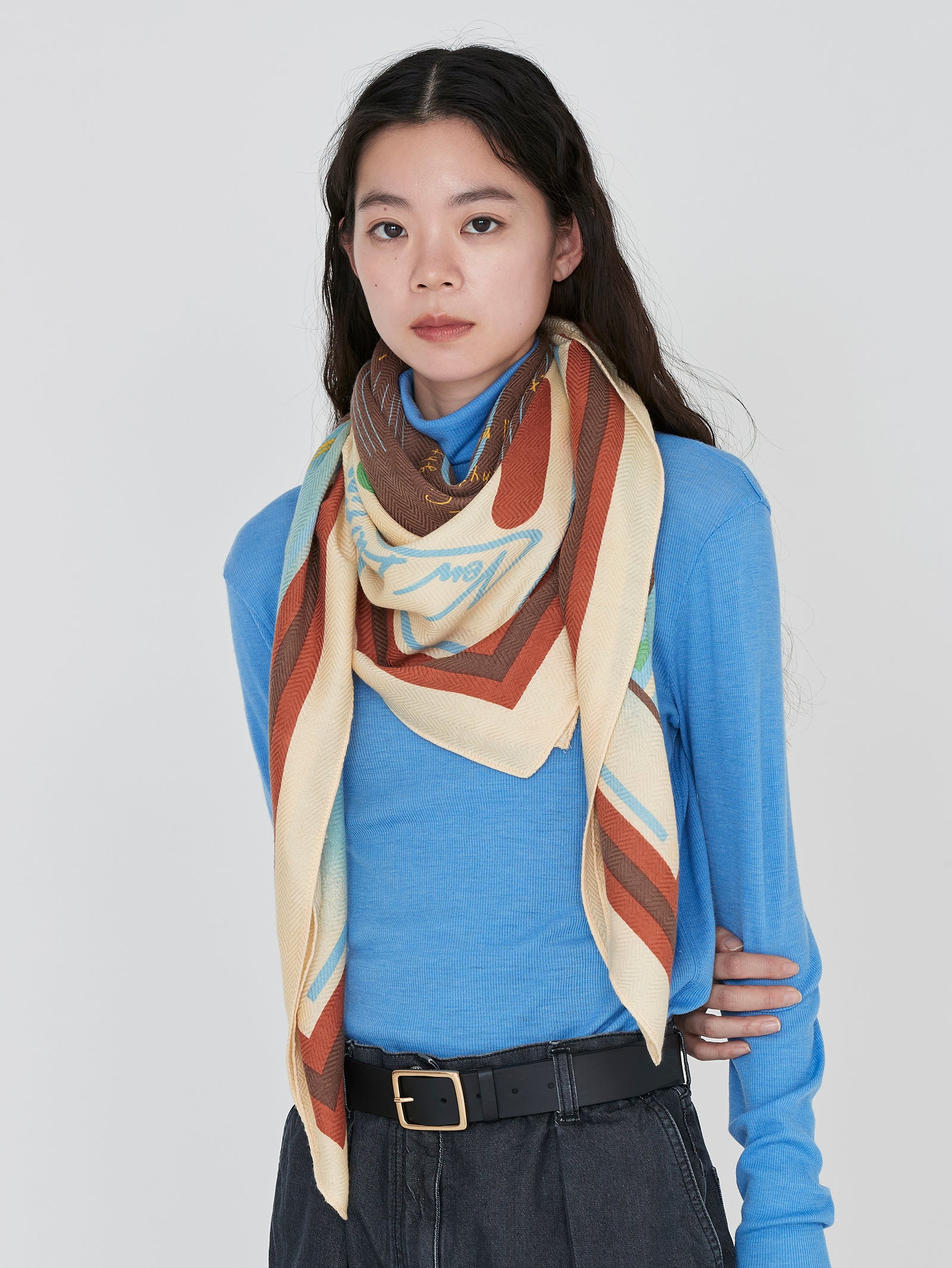 manipuri マニプリ ウールシルクマフラー リバーシブル ネックウェア