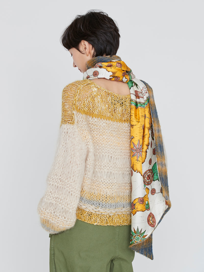 ＜シルクWチェックマフラー＞モノポリ