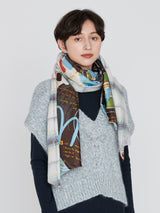 ＜シルクWチェックマフラー＞レコード