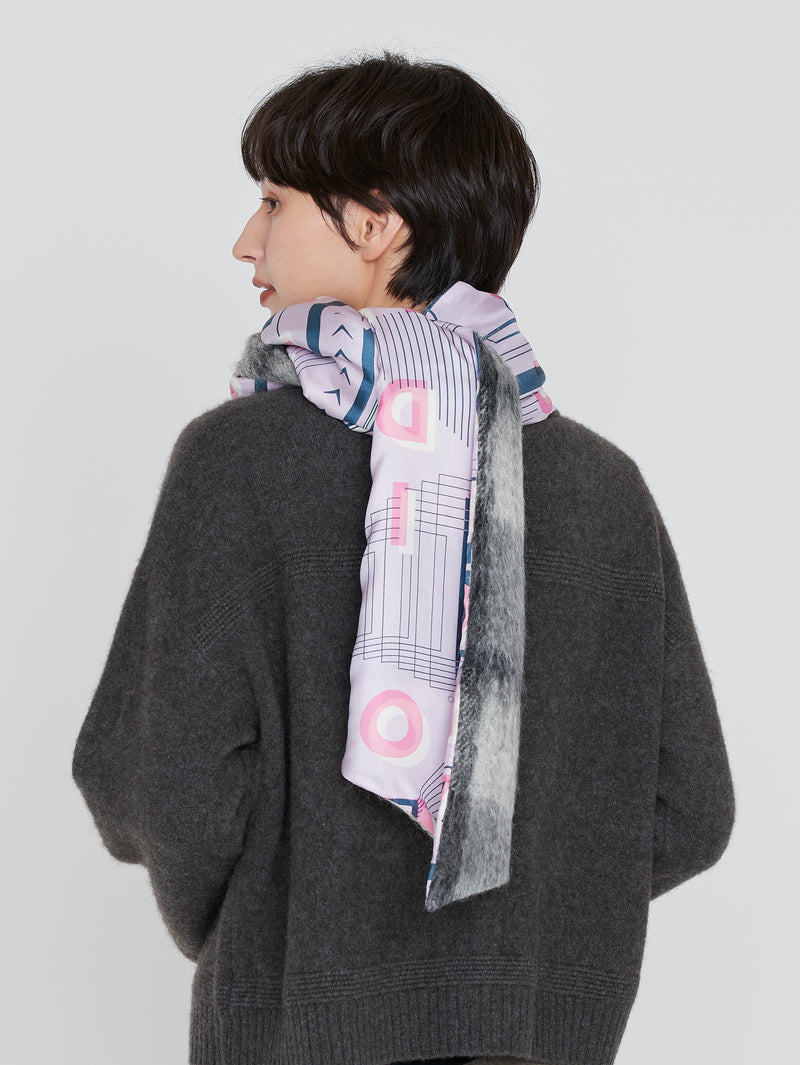 WOOL SILK W MUFFLER / FRAME FLOWER