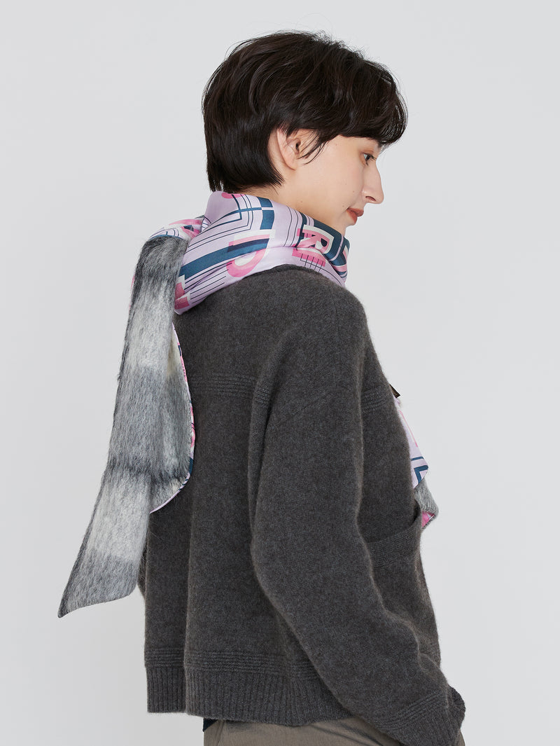 WOOL SILK W MUFFLER / FRAME FLOWER