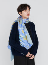 ＜シルクWマフラー＞ボタニカルストライプ