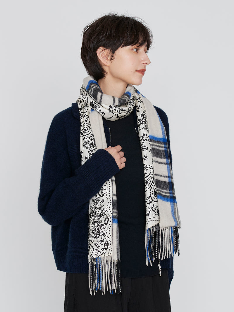 &lt;Silk Cashmere Double Scarf&gt; Kaleido Bandana