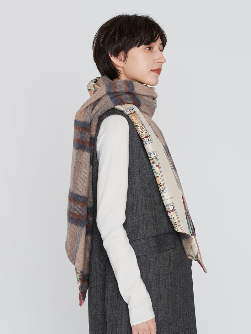 ＜シルクWチェックマフラー＞タロット