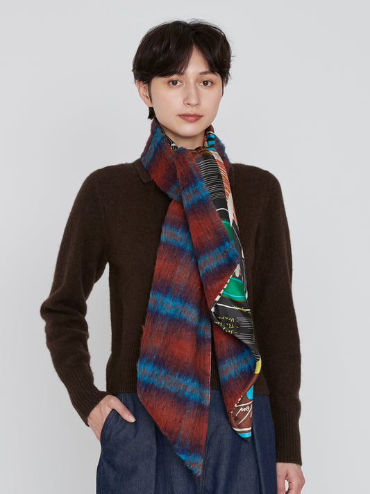 WOOL SILK W MUFFLER / FRAME FLOWER