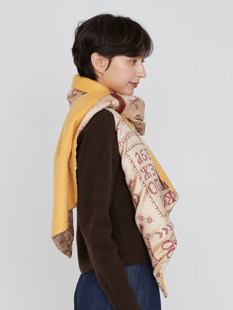 ＜シルクWマフラー＞クロスステッチバンダナ