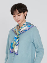 ＜シルクスカーフ88＞コラージュダリアロンド