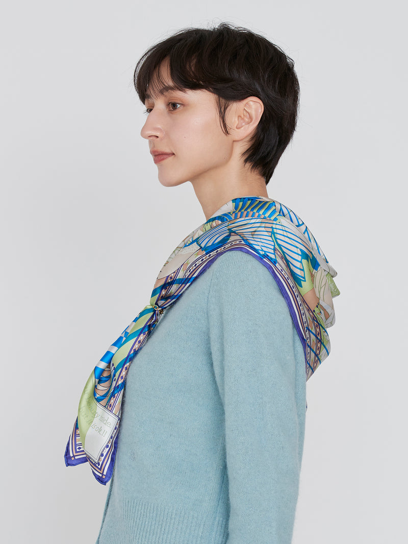 ＜シルクスカーフ88＞コラージュダリアロンド