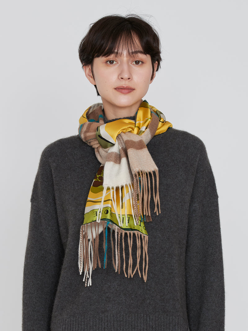 &lt;Silk Cashmere Double Scarf&gt; Collage Rose