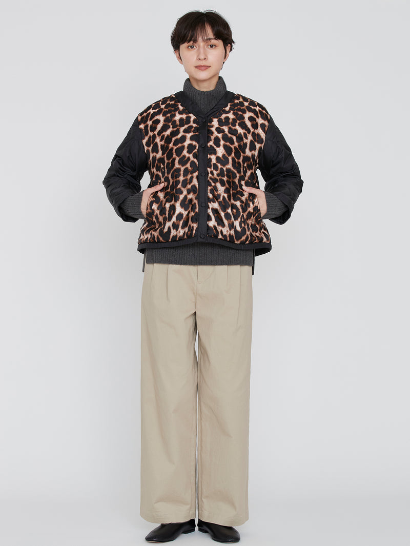 ＜クルーネックジャケット＞リバーシブル　レオパードベグ