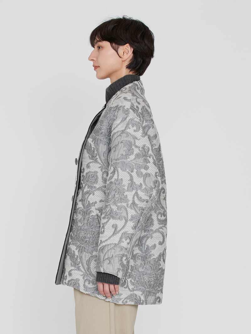 &lt;Jacquard Cocoon Coat&gt; Arabesque