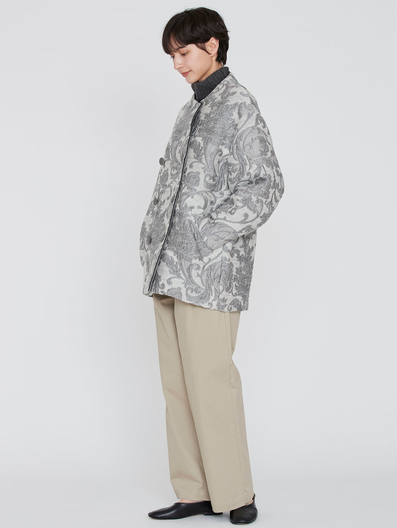 &lt;Jacquard Cocoon Coat&gt; Arabesque