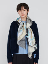 WOOL SILK W MUFFLER / FRAME FLOWER