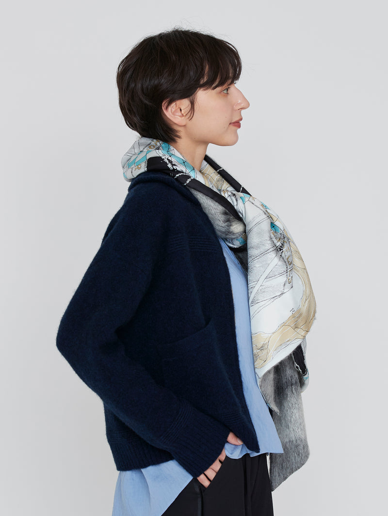 WOOL SILK W MUFFLER / FRAME FLOWER