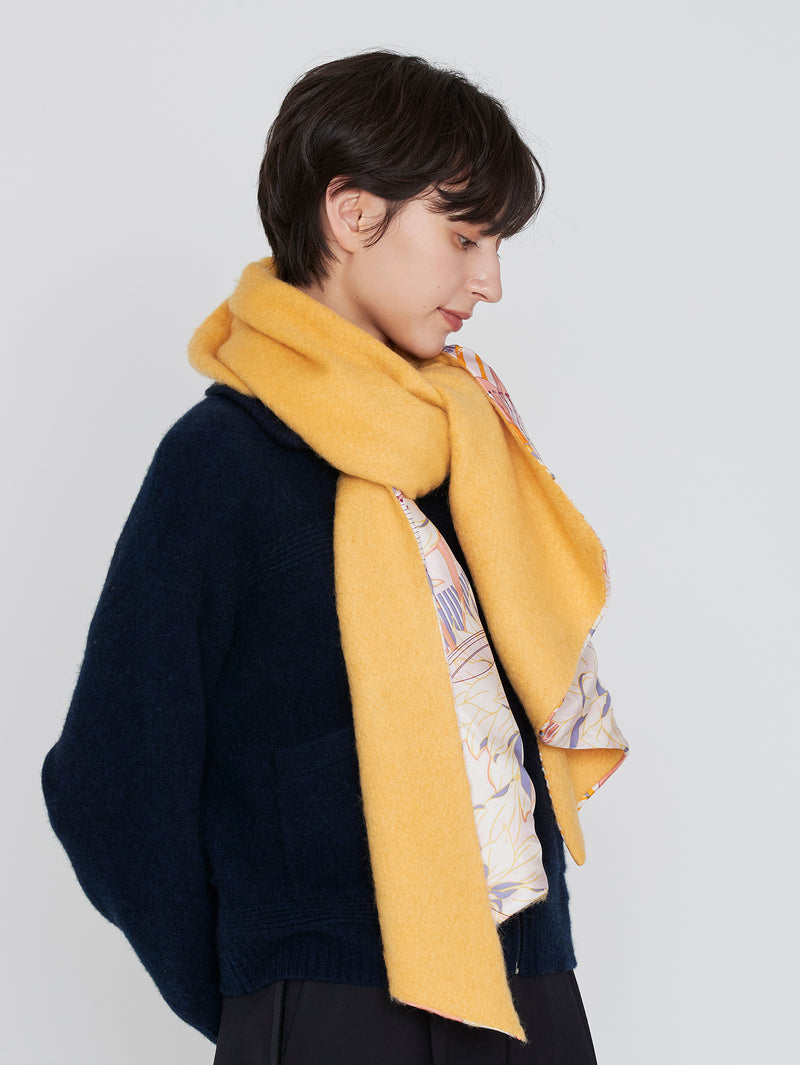 ＜シルクWマフラー＞コラージュダリアロンド