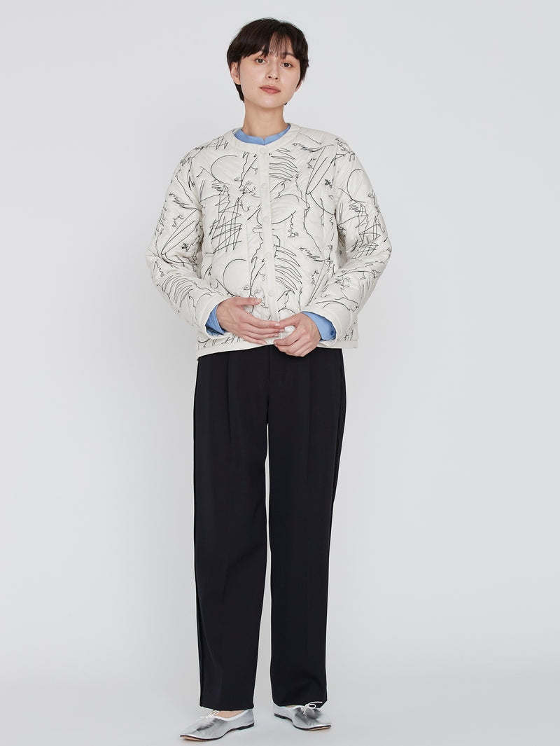 &lt;Quilted crew neck jacket&gt; Reversible Mountain