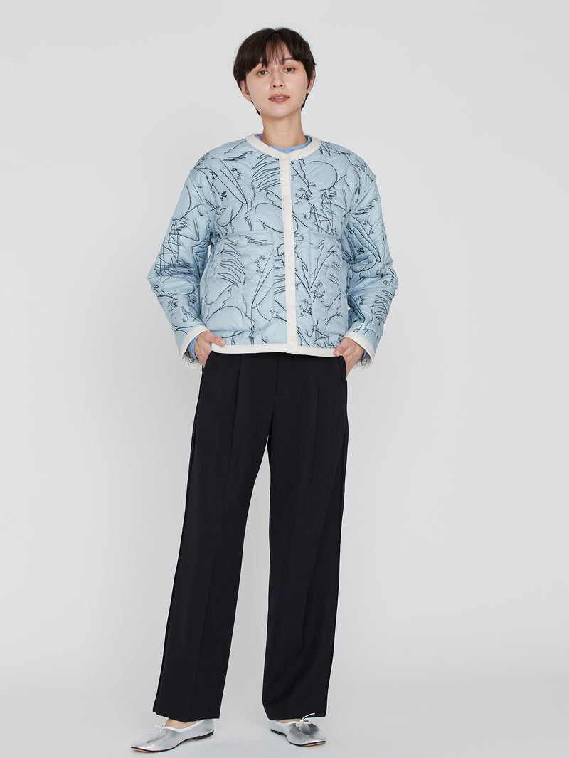 &lt;Quilted crew neck jacket&gt; Reversible Mountain