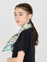 <Silk Scarf 65> Collage Botanical Flower