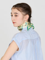 <Silk Scarf 65> Collage Botanical Flower