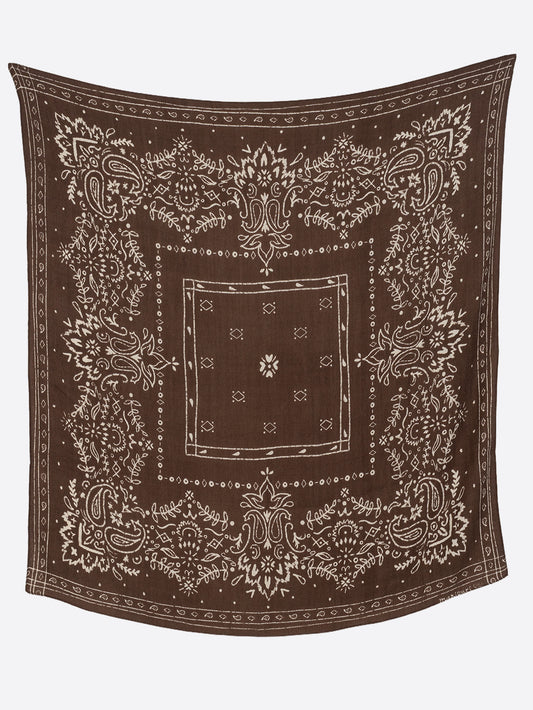 WOOL SILK STOLE HERRINGBONE WEAVE 120 / MEADOW BANDANA