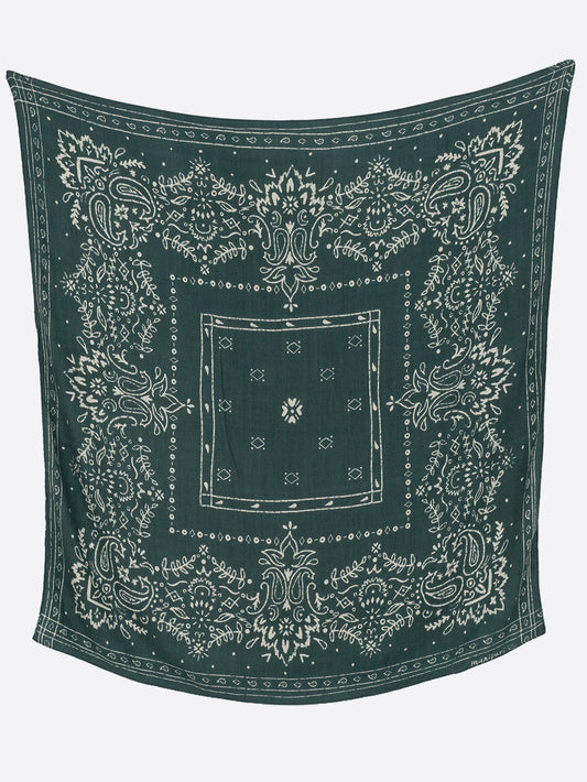 WOOL SILK STOLE HERRINGBONE WEAVE 120 / MEADOW BANDANA