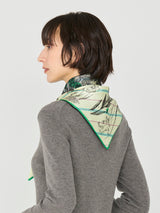 LACE TRIANGULAR SCARF MINI / COLLAGE BOTANICAL FLOWER
