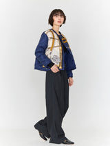 ＜シルククルーネックショートジャケット＞リバーシブル　ジョッキー