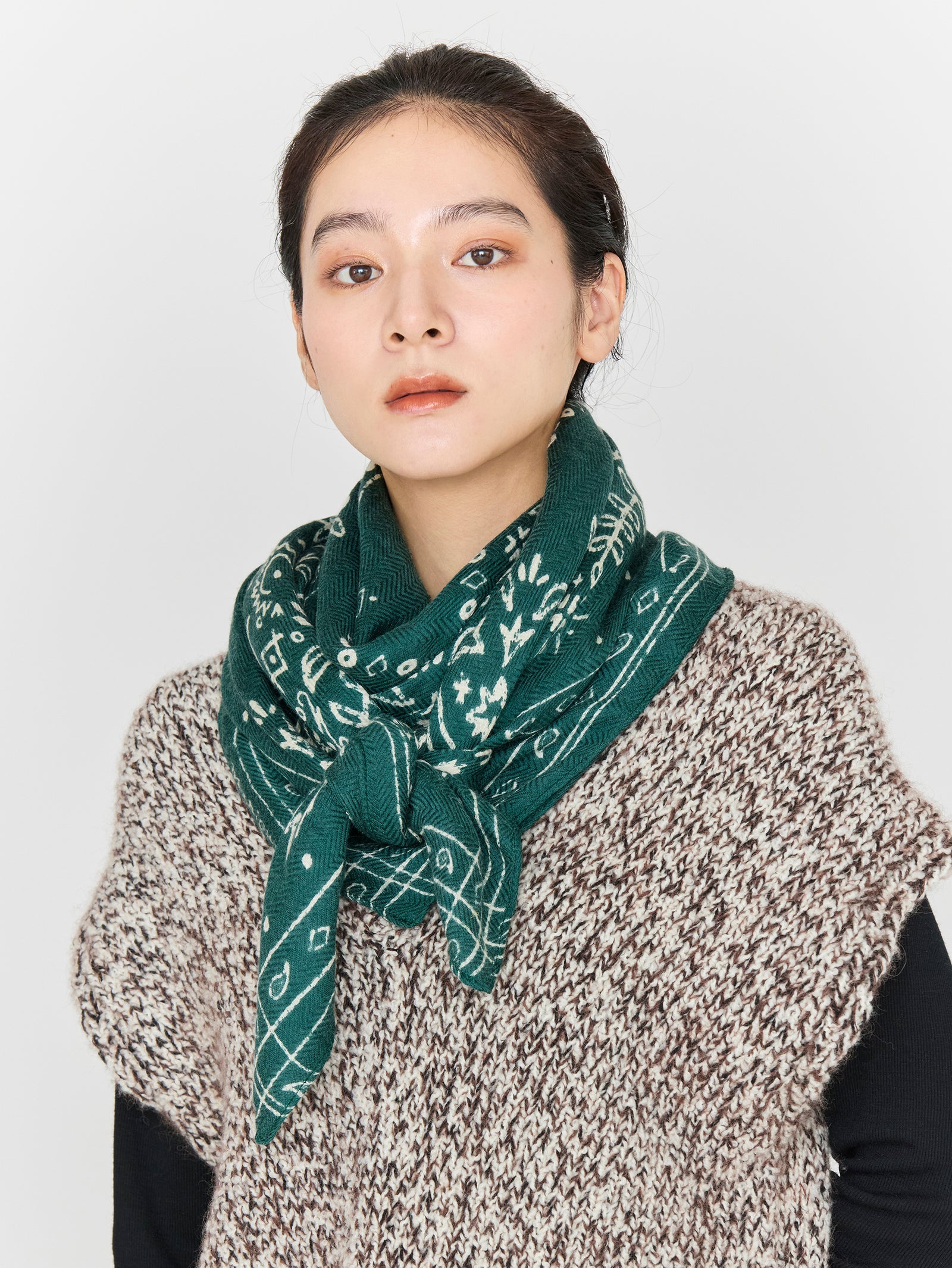 ウールシルクストールヘリンボーン織120＞メドウバンダナ – manipuri