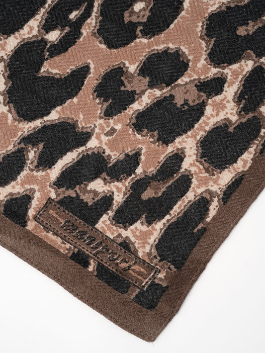 ＜ウールシルクストールヘリンボーン織120＞レオパードベグ