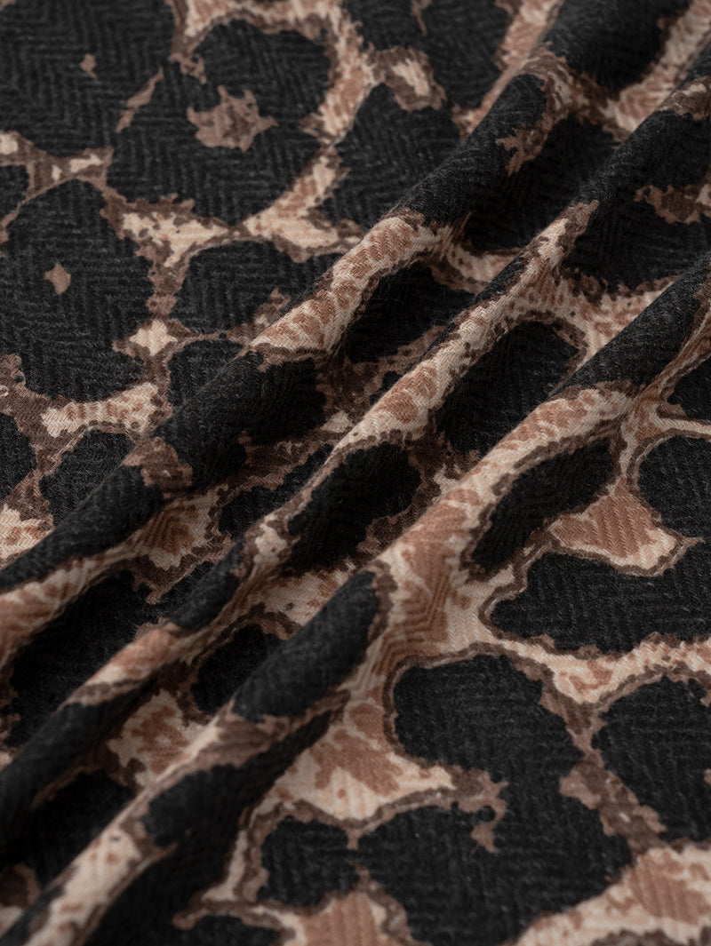 ＜ウールシルクストールヘリンボーン織120＞レオパードベグ