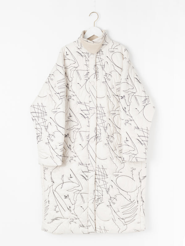 &lt;Quilted W Cocoon Coat&gt; Abstract