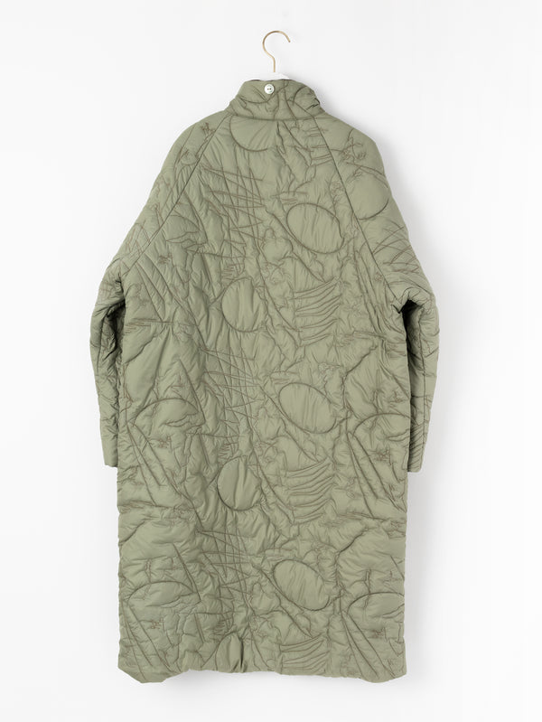 &lt;Quilted W Cocoon Coat&gt; Abstract