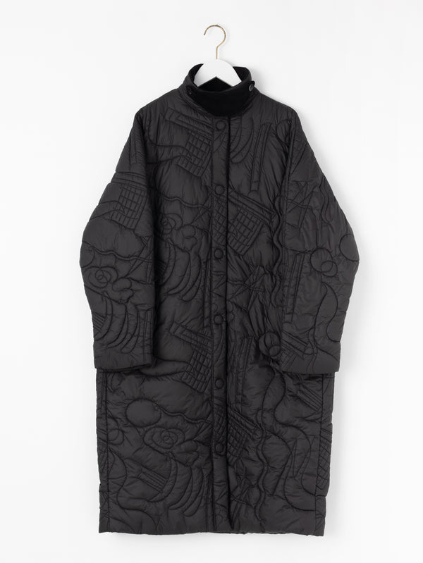 &lt;Quilted W Cocoon Coat&gt; Abstract