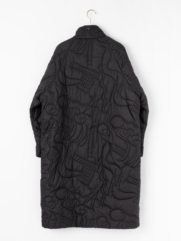 &lt;Quilted W Cocoon Coat&gt; Abstract