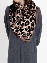 ＜ウールシルクストールヘリンボーン織120＞レオパードベグ