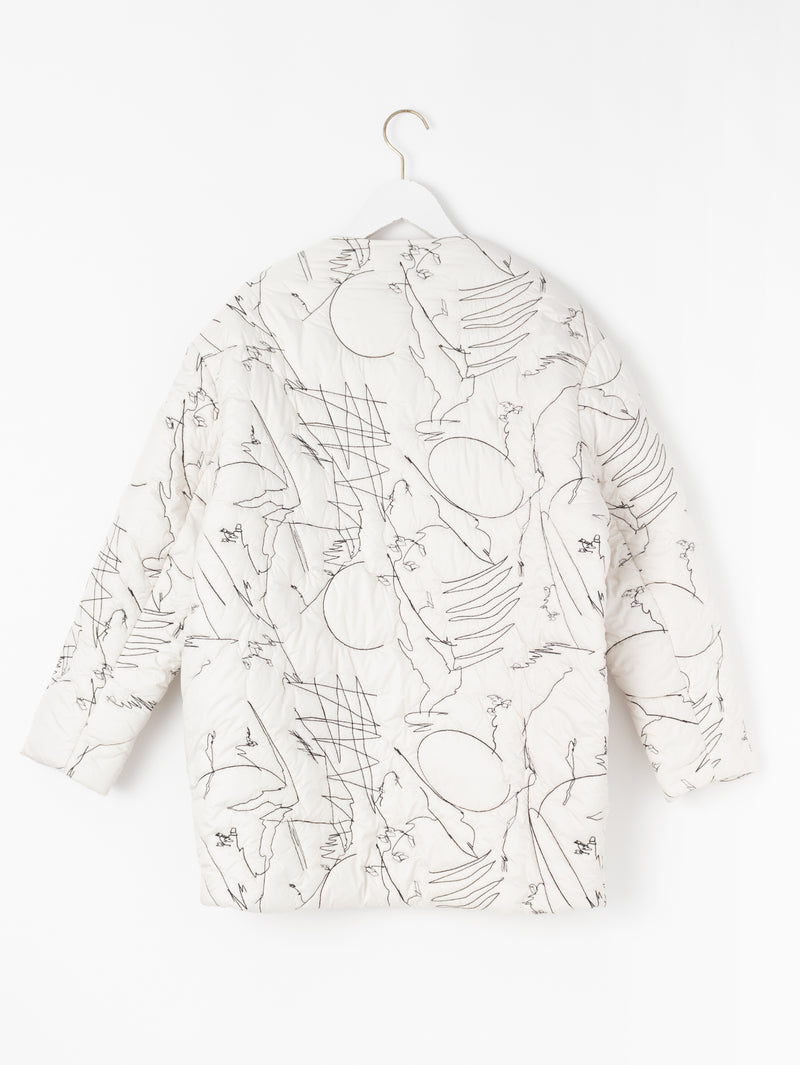 &lt;Quilted W Cocoon Coat&gt; Abstract