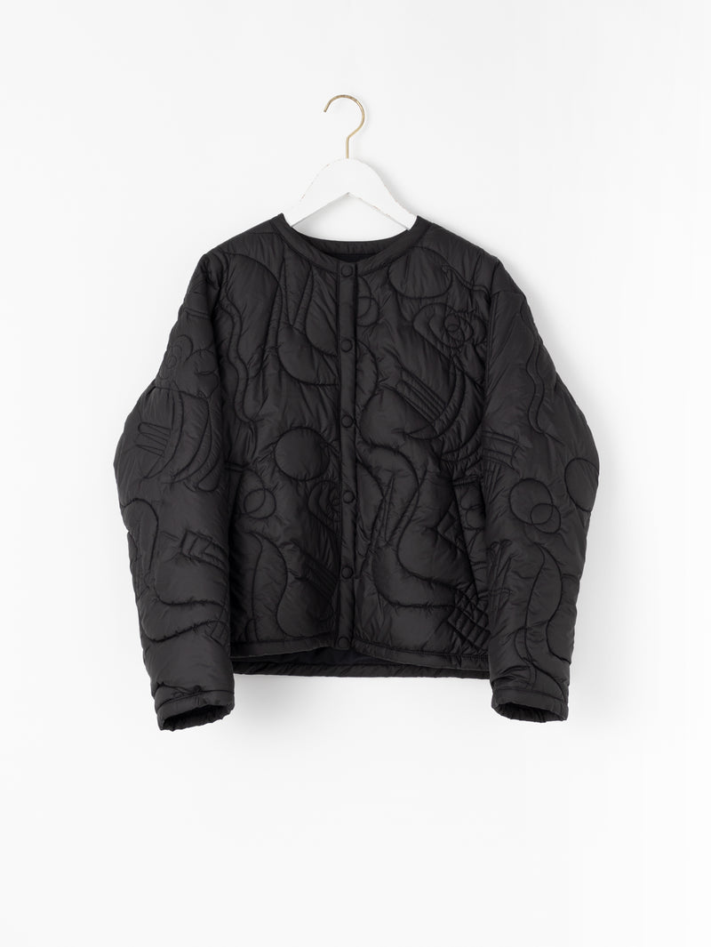 &lt;Quilted W Cocoon Coat&gt; Abstract