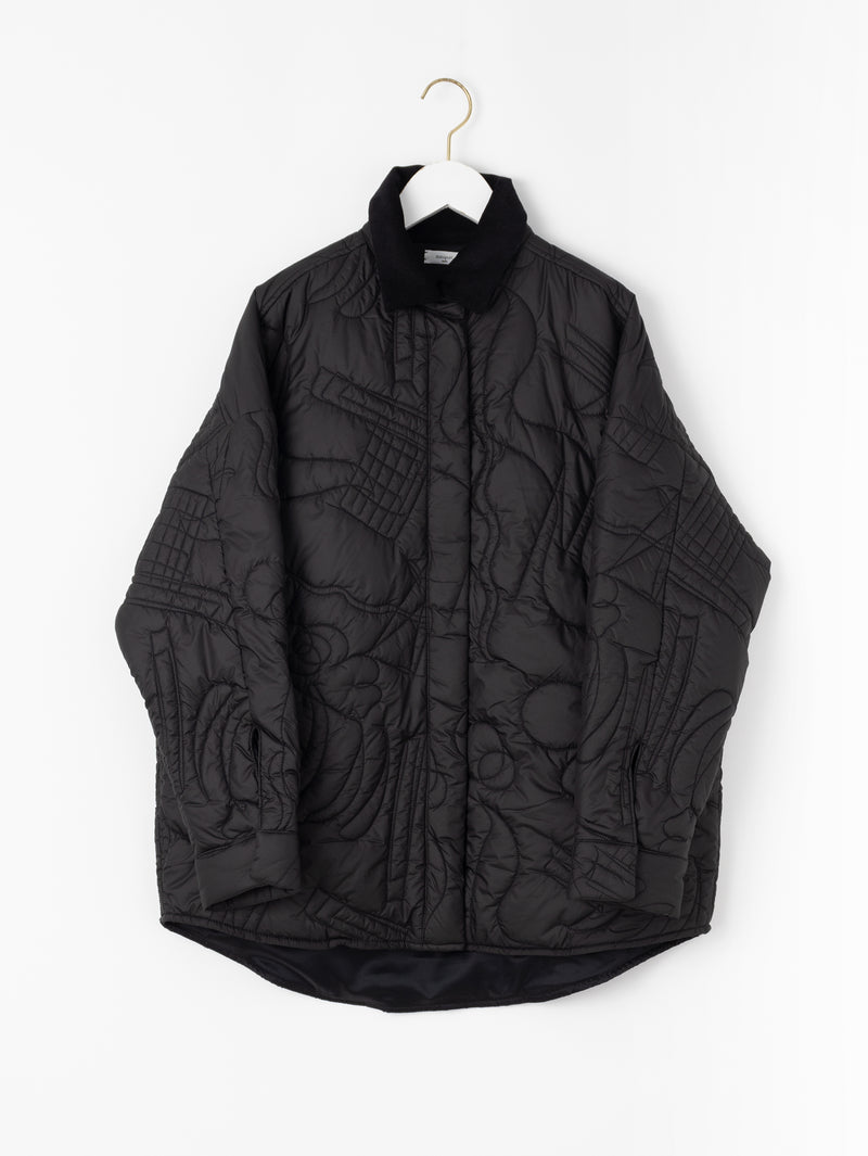 &lt;Quilted W Cocoon Coat&gt; Abstract