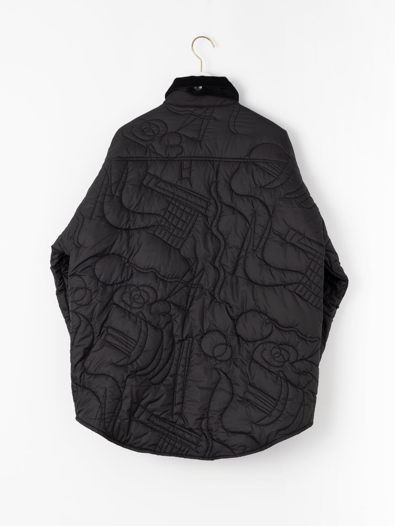 &lt;Quilted W Cocoon Coat&gt; Abstract