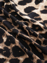 WOOL SILK STOLE HERRINGBONE WEAVE 120 / LEOPARD BEG