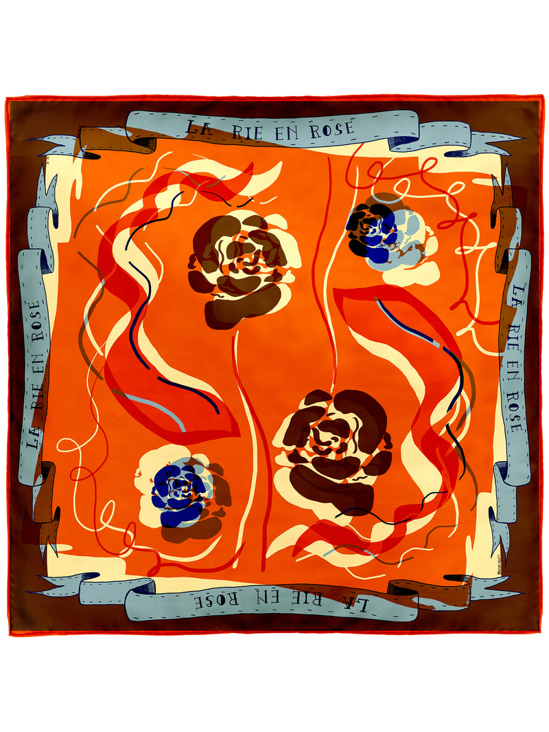 SILK SCARF 65 / COLLAGE ROSE