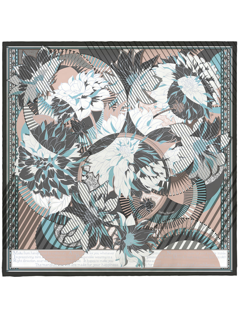 SILK SCARF 65 / COLLAGE DAHLIA RONDO