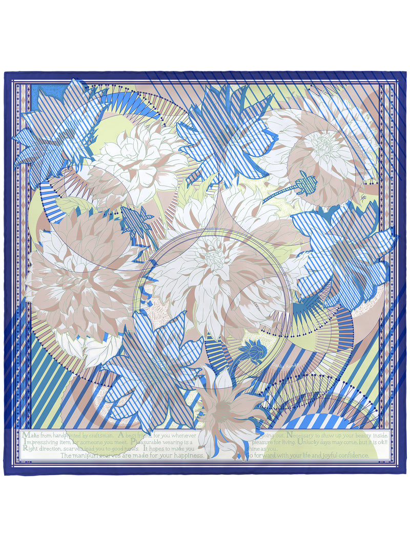 SILK SCARF 65 / COLLAGE DAHLIA RONDO