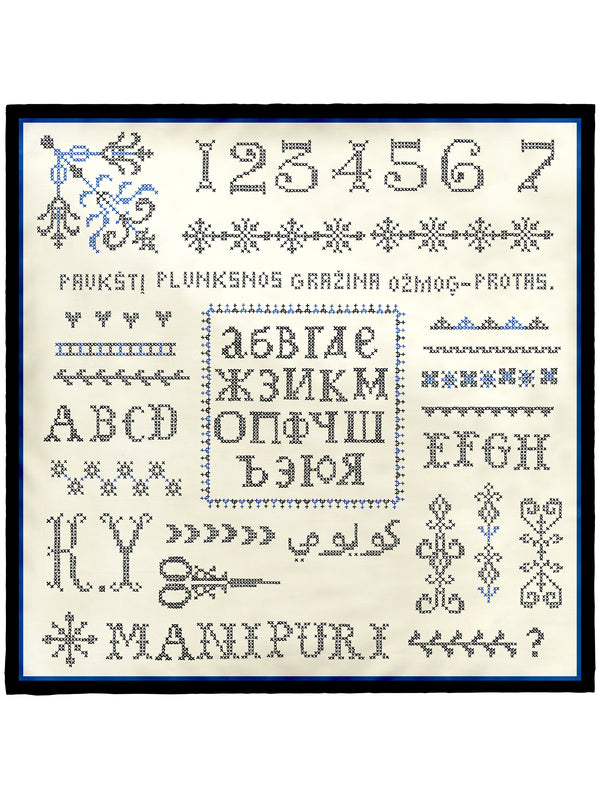 ＜シルクスカーフ88＞クロスステッチバンダナ