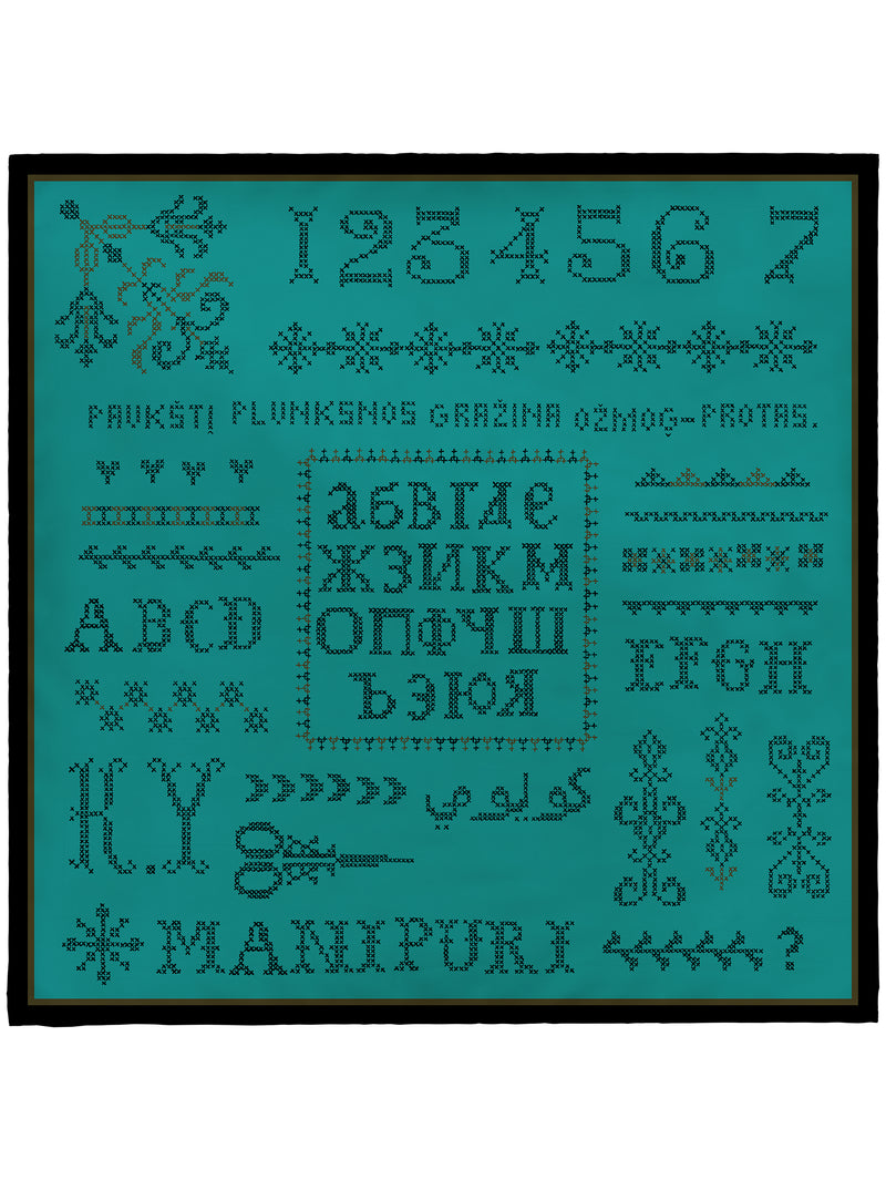 ＜シルクスカーフ65＞クロスステッチバンダナ