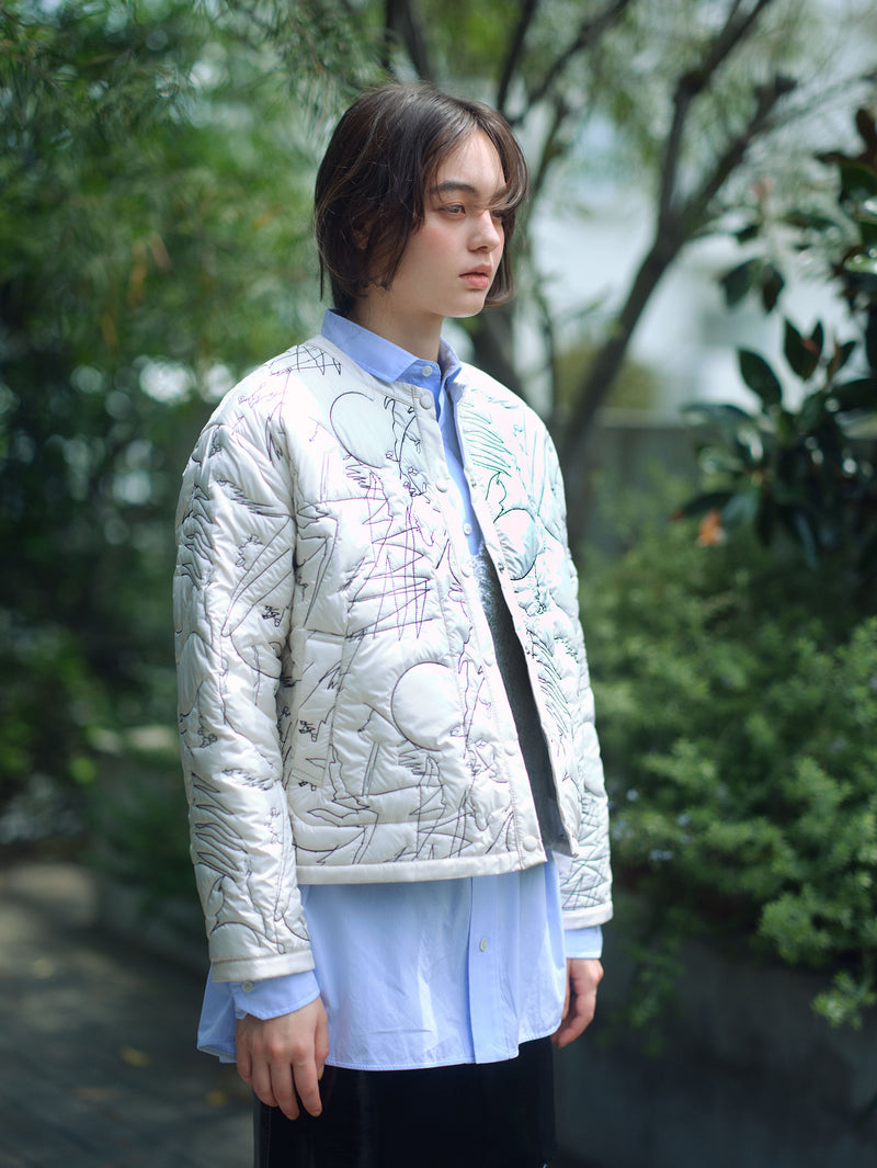 &lt;Quilted crew neck jacket&gt; Reversible Mountain