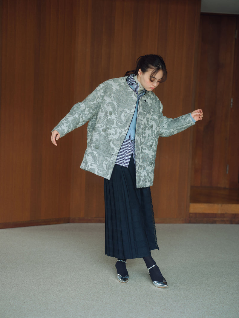 &lt;Jacquard Cocoon Coat&gt; Arabesque