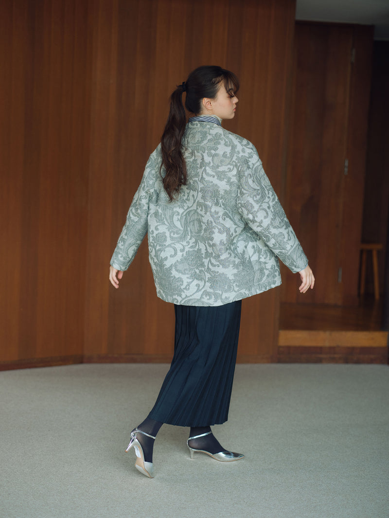 &lt;Jacquard Cocoon Coat&gt; Arabesque