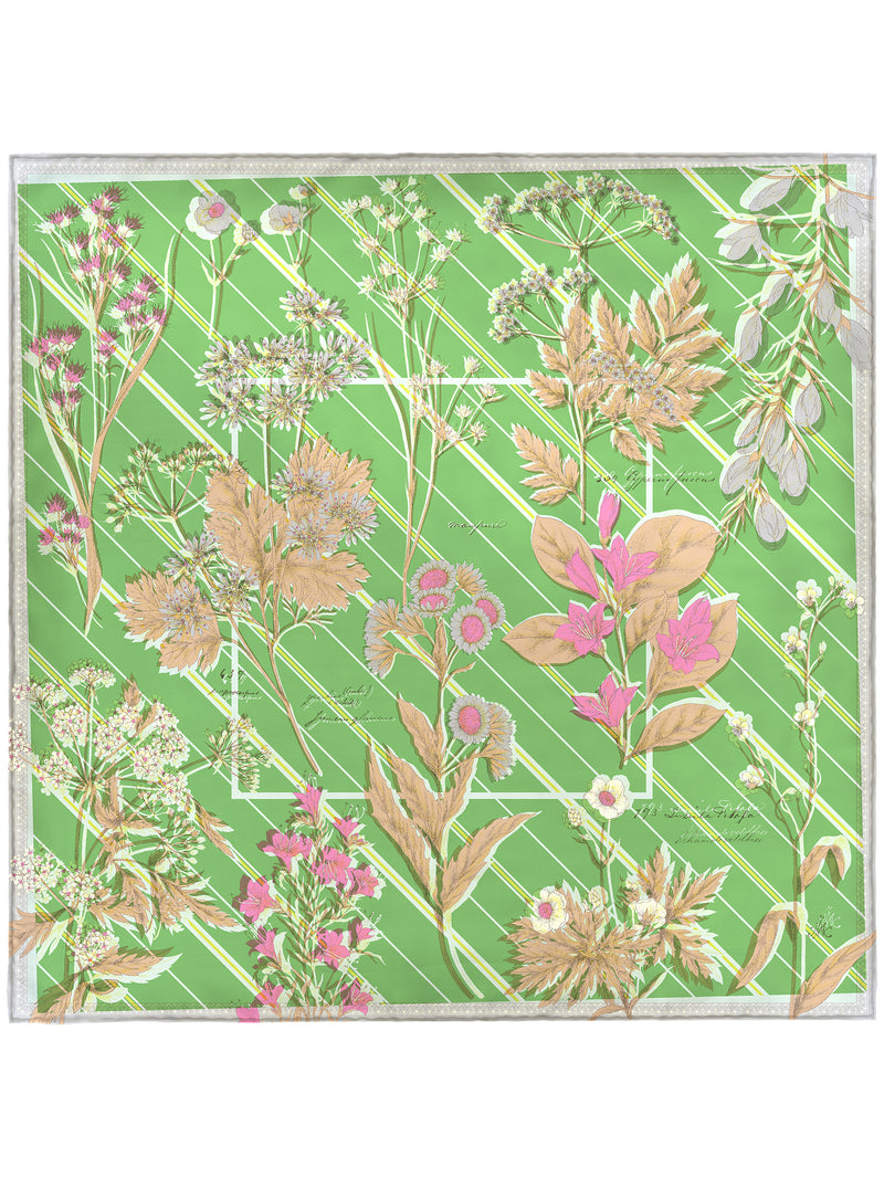 ＜シルクスカーフ65＞ボタニカルストライプ